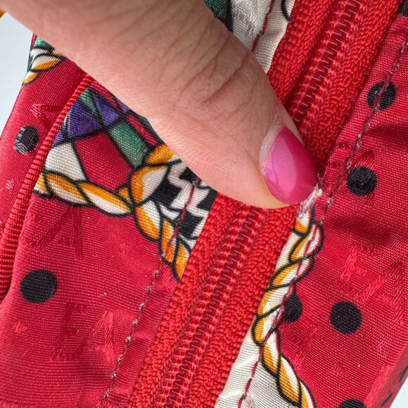 Vintage Elizabeth‎ Arden Red & Black Patchwork Travel Bag Makeup Cosmetic Bag - Picture 8 of 9